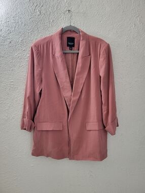 Simply Vera Wang Sz XL Women's Mauve Pink Blazer Relaxed Roll Tab Sleeve Lined
